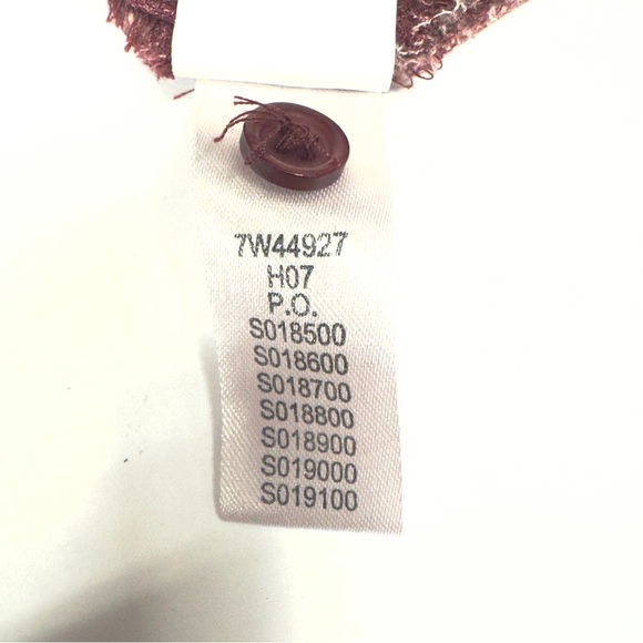 Lucky Brand Burgundy & White Peasant Top Split Neck Blouse L/S Lightweight  M - Picture 11 of 16